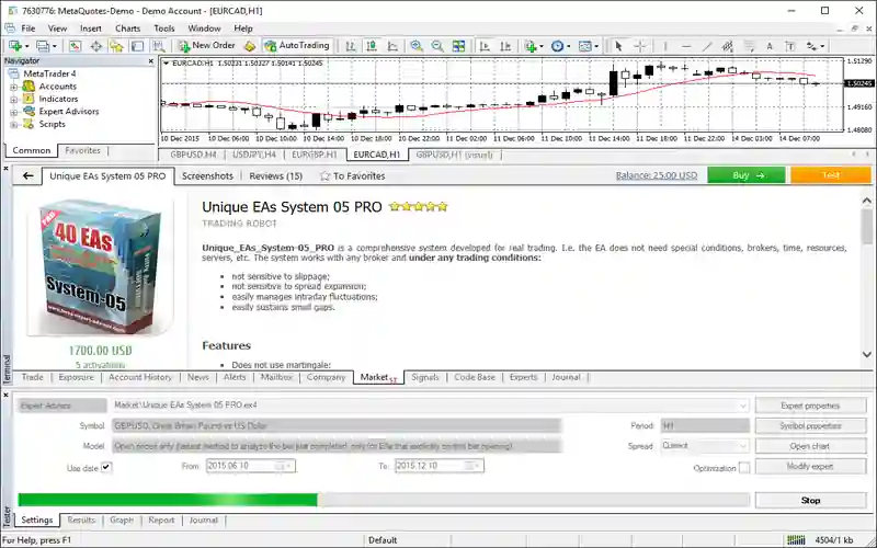 MetaTrader 5 智能多品种交易界面